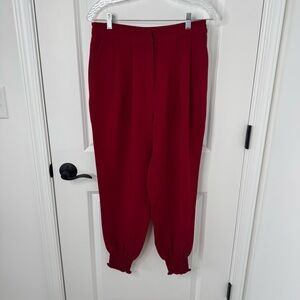 Cinq à Sept Red Drew Smocked cuff pants 6